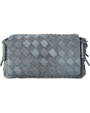 Bottega Veneta Woven Leather Crossbody Bag - Gray