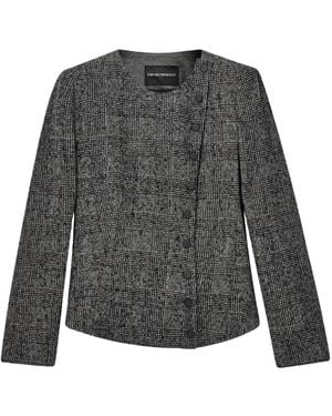Emporio Armani Prince Of Wales Check Button-Up Blazer - Grey