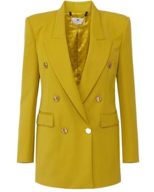 Elisabetta Franchi Contrast Topstitched Cool Jacket - Yellow