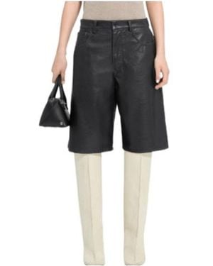 MM6 by Maison Margiela Faux-Leather Knee-Length Shorts - Black