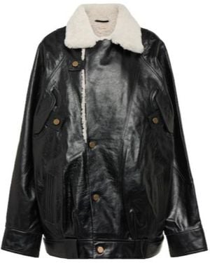 Dodo Bar Or Menash Shearling-Lined Leather Jacket - Black