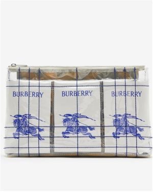 Burberry Ekd Logo-Patch Transparent Clutch Bag - Blue