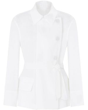 Emporio Armani Pure Linen Shirt Jacket With Panel - White