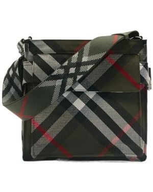 Burberry Trench Checked Messenger Bag - Black
