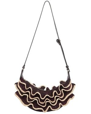 Zimmermann Goldentime Ruffle Shoulder Bag - White