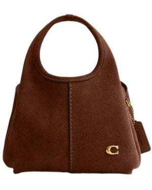 COACH Chain Leather Tote Bag - Brown