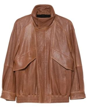 Nour Hammour Patchwork Leather Jacket - Brown
