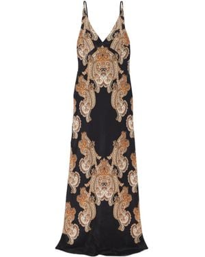 Veronica Beard Donelle Paisley-Print Silk-Blend Satin Maxi Dress - Natural