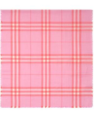 Burberry Reversible Check Fringed Scarf - Pink