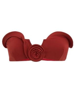 Magda Butrym Rose Detail Bikini Top - Red
