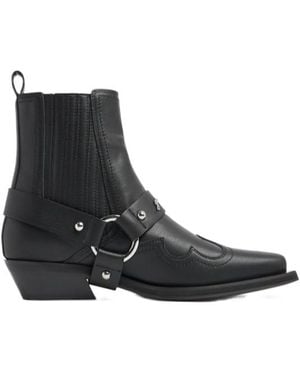 Ganni Buckled Short Boots - Black