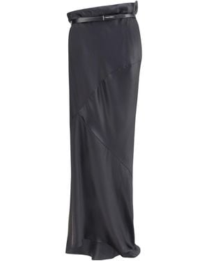 Tom Ford Leather-Belt Draped Skirt - Blue