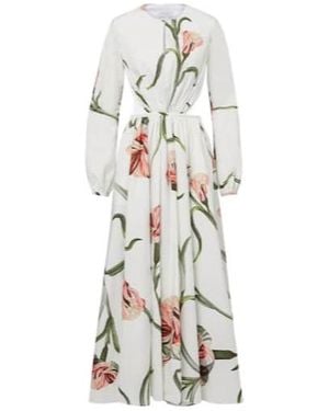 Giambattista Valli Macro Carnation Cutout Poplin Maxi Dress - White