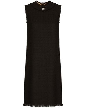 Dolce & Gabbana Dg Logo Raschel Tweed Calf-Length Dress - Black