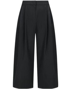 Amomento Double-Pleated Wide-Leg Pants - Black