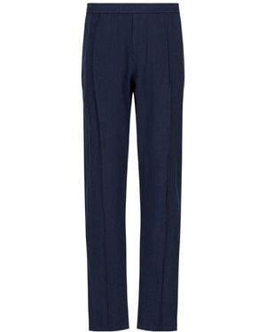 Emporio Armani High-Waisted Straight-Leg Trousers - Blue