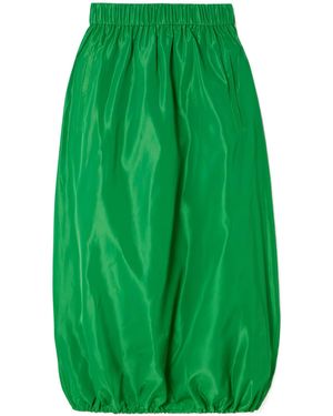 Tibi Gathered Shell Midi Skirt - Green