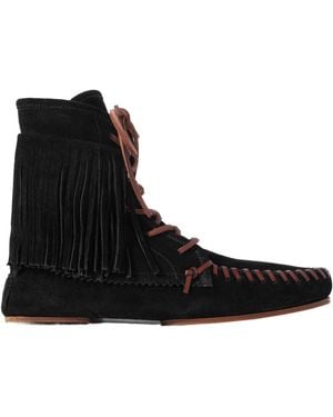 Paris Texas Fringed Suede Ankle Boots - Black