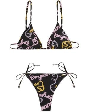 Emporio Armani Logo-Print Bikini - Black