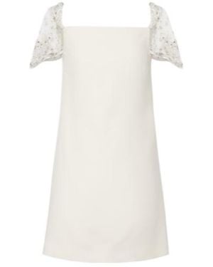 Valentino Crepe Couture Embellished Minidress - White