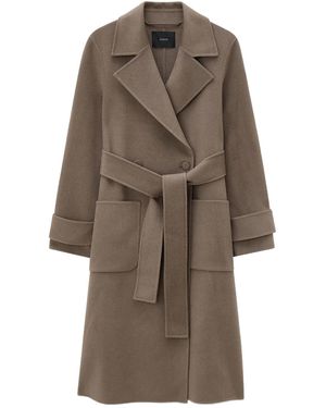 JOSEPH Belted Wrap Coat - Brown