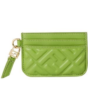 Fendi Baguette Ff Embossed Card Case - Green