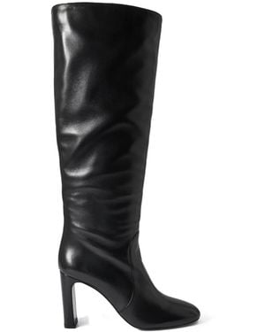 Stuart Weitzman Babette Tubo Leather Knee Boots - Black