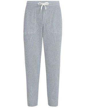 Brunello Cucinelli Ribbed-Knit Track Trousers - Grey