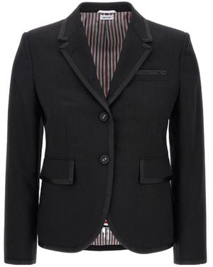 Thom Browne Notched-Lapel Fitted Jacket - Black