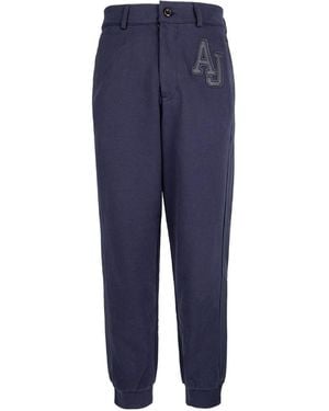 Armani Jeans Dark Logo Casual Trousers - Blue