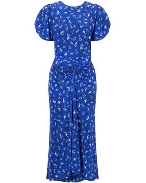 Victoria Beckham Floral-Print Silk-Chiffon Midi Dress - Blue