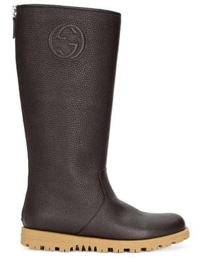 Gucci Logo Boots - Brown