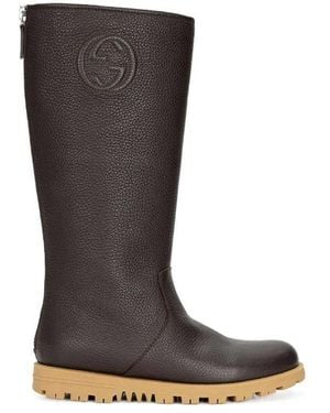 Gucci Logo Boots - Brown