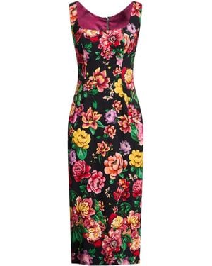 Dolce & Gabbana Floral Print Bodycon Dress - Red