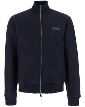 Givenchy Blue Jacket With High Neck And Logo Patch On The Front In Wool And Cashmere Blend Man