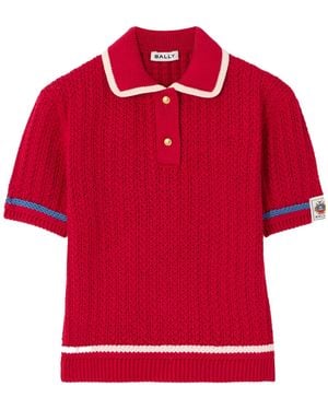 Bally Openwork Knit Polo Shirt - Red