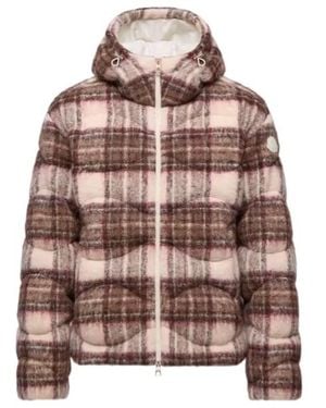 Moncler Cervi Wool Blend Hooded Short Down Jacket - Brown