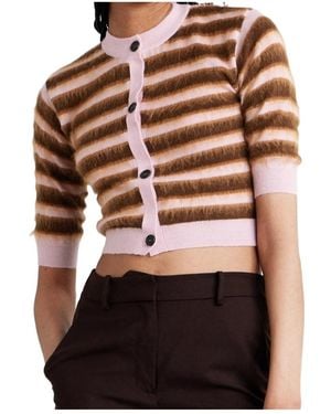 Marni Striped Knitted Cardigan - Brown