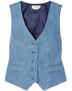 Gabriela Hearst Coleridge Cotton And Linen-Blend Chambray Vest - Blue
