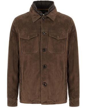 Moorer Torquato Suede Jacket - Brown