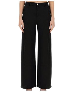 Moschino Wide-Legged Button Casual Trousers - Black
