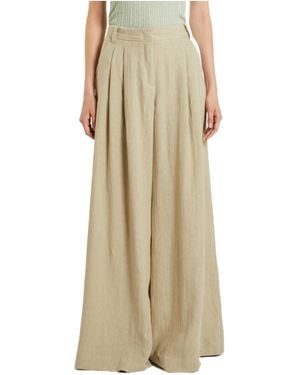 Marella Wide-Leg Casual Trousers - Natural