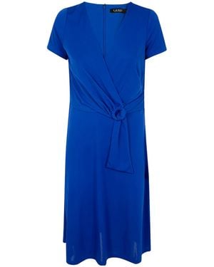 Ralph Lauren Lauren Karlee V-Neck Wrap-Design Midi Dress - Blue