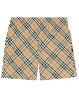 Burberry Checked Elasticated Waistband Swim Shorts - Metallic
