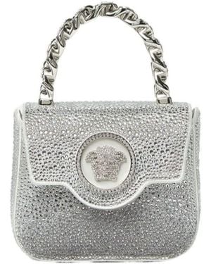 Versace La Medusa Embellished Mini Tote Bag - Grey