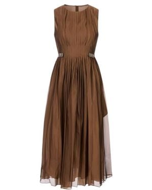 Max Mara 'S Stmwally Pleated Sleeveless Midi Dress - Brown