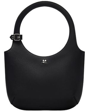 Courreges Courrèges Holy Logo Plaque Shoulder Bag - Black