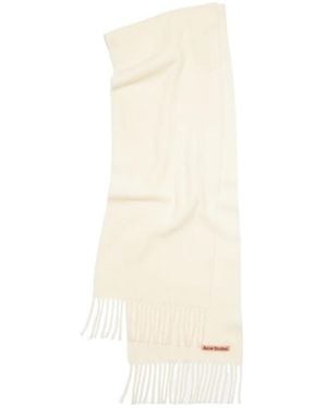 Acne Studios Logo-Patch Wool Scarf - White