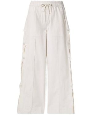 Sea Cutout Button Wide-Leg Pants - White