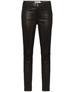 FRAME Le High Skinny Leather Pants - Black